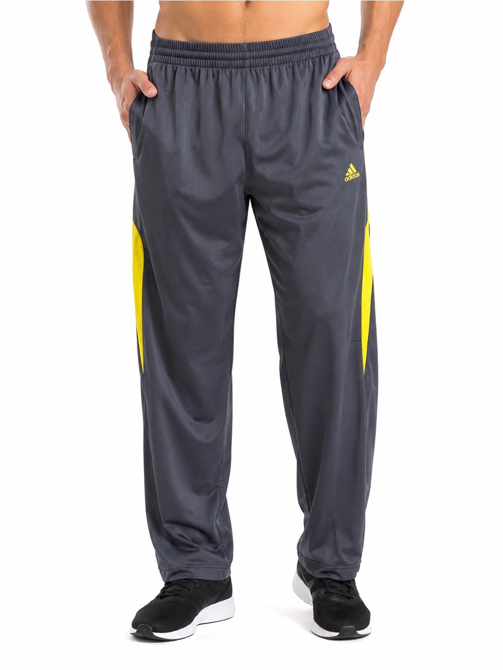 Vintage Adidas Climate Wide Leg Woven Gray/Yellow Track Pants Athletic Men Sz M